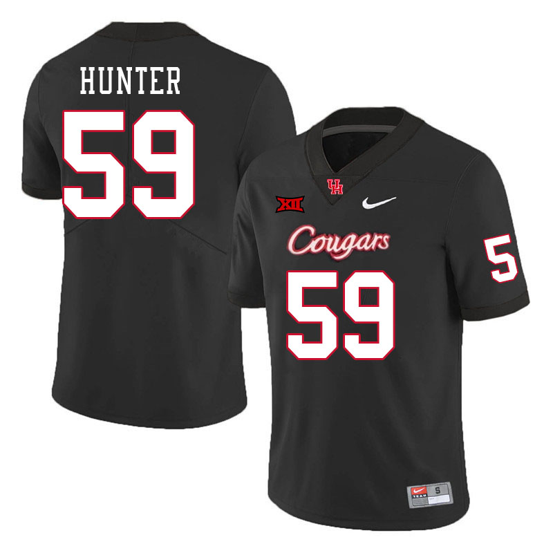 Men #59 Demetrius Hunter Houston Cougars Big 12 XII College Football Jerseys Stitched-Black - Click Image to Close
